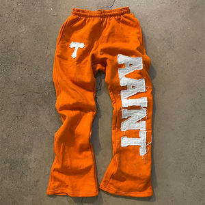 Fabricante ligero medio desgastado bordado algodón Vintage Unisex francés Terry pantalón ácido lavado Streetwear pantalones de chándal - Product Image 3