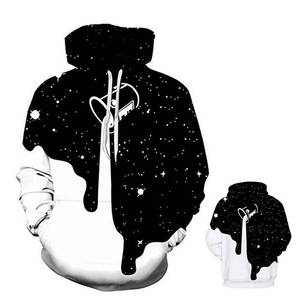 Sudadera con Capucha Extra Grande para Hombre, Estampado Galáctico en Blanco y Negro, Sublimación, Poliéster, Ropa Casual de Otoño - Product Image 1