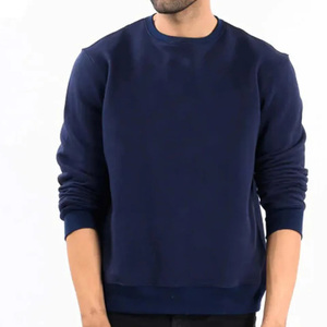 Sudadera con Capucha Lisa para Hombre, 100% Algodón, Cuello Redondo, Sudadera Informal Holgada de Forro Polar para Invierno, Color Azul Marino Básico - Product Image 3