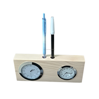 Moderner Quarz Öko-Freundlicher Kiefernholz Schreibtisch-Wecker Stifthalter Nadelanzeige 12-Stunden Multifunktionaler Organizer Wohndekor Geschenk