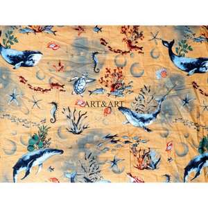 Tissus imprimés de poissons en coton 100% de haute qualité, vente en gros de tissus en coton au mètre pour robes, rideaux, literie et décoration intérieure - Product Image 5