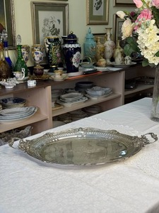 Vintage Luxury Serving Platter Silver Finish Ornate Engraved Metal <b>Tray</b> for Home Wedding Hotel - Product Image 4
