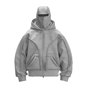 Sudadera con capucha doble morada, 100% algodón, forro polar, estilo oversize, para otoño - Product Image 3