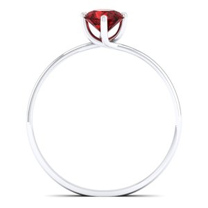 Anillo de compromiso de oro macizo de 14K con granate de 0.5 quilates de corte redondo y diamantes para mujer, precio mayorista de fábrica REYES - Product Image 4