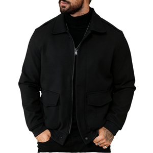 Polyester Breathable Turn-<b>down</b> Collar Zip Front Flap Pocket Men's Jacket Casual Lightweight Utility Outdoor Coat Autumn Self - Product Image 1