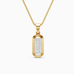 Colgante Redondo con Forma de Pastilla de Diamante Cultivado en Laboratorio |   Corte redondo de 0,35 quilates en oro amarillo, blanco y rosa de 9 quilates - Product Image 2