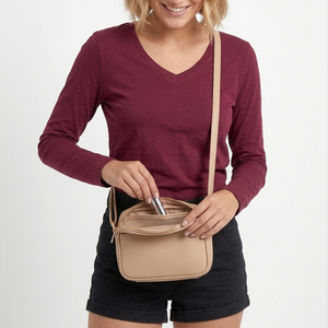 Blusa de Mujer con Cuello en V, Color Sólido, Informal, Transpirable, Corte Regular, para Todas las Temporadas, Manga Larga - Product Image 5