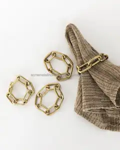 Napkin Ring New Custom Chain Design Metal Brass Napkin Holder For Wedding Banquet Resorts Hotel Table Mat Decors Accessories