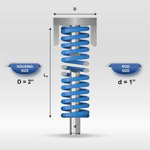 Ressort à compression Mollificio Bordignon Blue Die USB à section ovale avec charge moyenne, diamètre du logement : 2, diamètre de la tige : 1, longueur libre : 7 pouces - Product Image 1