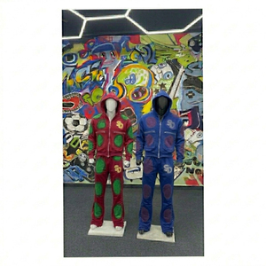 Conjunto de Sudadera con Capucha y Pantalones Deportivos de Algodón Estampado para Invierno, Estilo Urbano, Corte Regular, Transpirable, con Cierre de Cordón y Bolsillos Laterales - Product Image 1