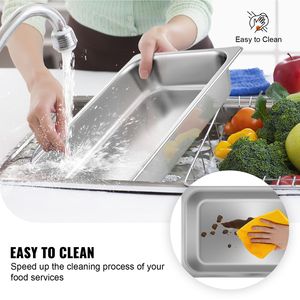 Set di 6 Vaschette Profonde in Acciaio Inox per Alimenti, 20,9 x 12,8 x 3,9 Pollici, per Mantenimento al Caldo e Attrezzature Professionali - Product Image 5