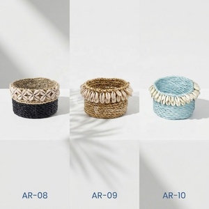 Paniers de rangement rustiques en rotin naturel avec bordure en coquillage, ensemble de paniers décoratifs multi-usages écologiques - Product Image 4