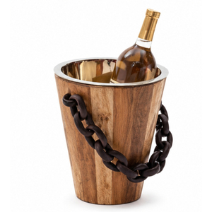 Seau à glace en bois avec logo personnalisé, double paroi en acier inoxydable, isotherme, pour bière, vin, champagne - Product Image 6
