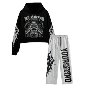 Conjunto de Sudadera con Capucha y Pantalones Deportivos Personalizados al por Mayor para Hombre, de Invierno, Gruesos, 100% Algodón, Tallas Grandes, con Estampado Urbano - Product Image 1