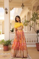 Lehenga Choli en Coton de Luxe de Qualité Supérieure pour Mariages, Diwali, Aïd, Fiançailles, Événements Familiaux – Extensible, Séchage Rapide, Longueur Cheville, Protection Solaire