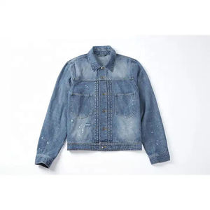 Top Fashion OEM Casual Unisex Vintage Washed Denim <b>Jackets</b> <b>Long</b> Sleeve Pocket Custom Logo Regular Fitted Printed <b>Winter</b> Letter - Product Image 4