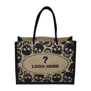 Custom Design Rope Handle <b>Burlap</b> Bag One Color All-over Print Custom Logo Jute Promotion Bag for Gift Promotion Shopping - Product Image 1
