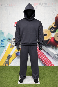 ชุดวอร์มฮู้ดดี้สีเทาแบบขายส่ง ไม่มีลาย พร้อมสกรีนโลโก้ เสื้อฮู้ดดี้แบบสวมหัวและกางเกงขายาว ชุดเซ็ตผ้าฝ้ายฟลีซ 350 GSM ผู้ผลิตชุดกีฬา - Product Image 3