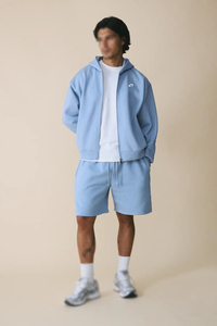 Meilleures ventes : Sweat à capuche personnalisé pour homme, bleu ciel, entièrement zippé, en molleton de coton, coupe oversize à épaules tombantes, style streetwear décontracté, pour l'hiver, marque privée - Product Image 4