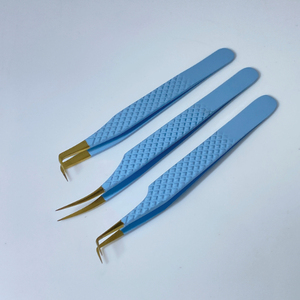 Pinces à cils pour extensions de cils, couleur personnalisée, pointe fine, durables, en acier inoxydable de haute qualité, ensemble de pinces - Product Image 4