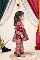 Ensemble de robe ethnique traditionnelle rouge en coton pour filles, longueur cheville, style Diwali Inde Pakistan