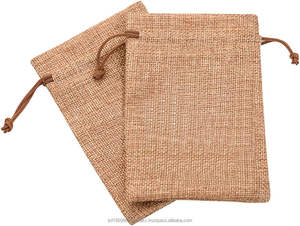 Sacs cadeaux en toile de jute, sacs en toile de jute pour mariage, pochettes en lin pour bijoux avec cordon de serrage pour anniversaire, fête, cadeaux de mariage, café (3x4) - Product Image 6