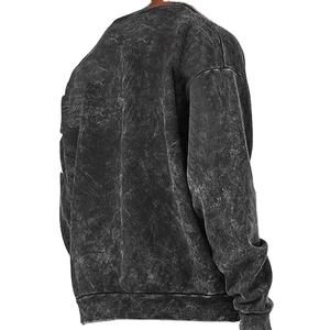 เสื้อสเวตเชิ้ตผู้ชายสไตล์วินเทจคุณภาพสูง ล้างสีแบบ Acid Wash สำหรับผู้ใหญ่ แขนยาว คอกลม - Product Image 6