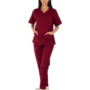 Wholesale Women Medical Scrubs <b>Set</b> V-Neck Short Sleeve Nurse Uniform Hospital <b>Doctor</b> Workwear Elastic Soft Fabric Scrub Suit - Product Image 1