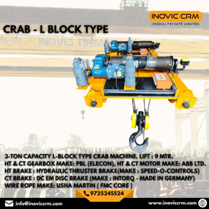 เครนไฟฟ้าอุตสาหกรรม INOVIC CRM 3 ตัน แบบ EOT รุ่น Crab Machine |   รถรางเหนือศีรษะแบบคานคู่สำหรับงานหนักสำหรับการขนย้ายวัสดุ - Product Image 3