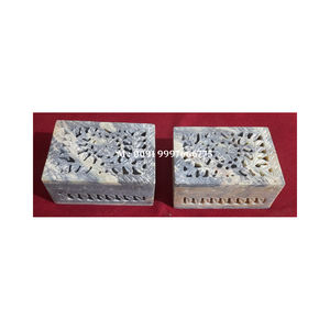 Caja de Joyería de Piedra Jabonosa Natural con Forma Rectangular, Diseño Floral Hecho a Mano con Superficie Brillante, Ideal para Regalos de Boda para Invitados - Product Image 2