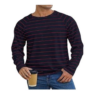 Nouvelle collection de t-shirts rayés élégants pour hommes, t-shirts décontractés à manches longues et col rond, fabriqués au Bangladesh. - Product Image 1