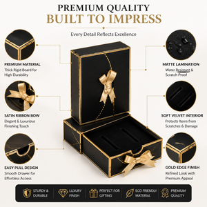 Luxury <b>Black</b> Gift <b>Boxes</b> with Gold Ribbon Premium Rigid Packaging <b>Boxes</b> for Jewelry Cosmetics Watches Wedding Gifts - Product Image 3