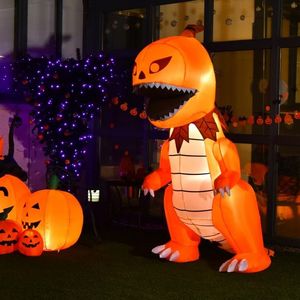 Decorazione Gonfiabile di Halloween a Forma di Testa di Dinosauro con Zucca, 2,4 Metri con Luci LED e 4 Picchetti - Product Image 4