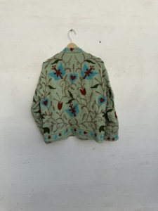 Veste florale brodée pour femme Prairie Chic, col mandarin, manches longues, broderie à la main, doublure en coton, vêtement de printemps - Product Image 3