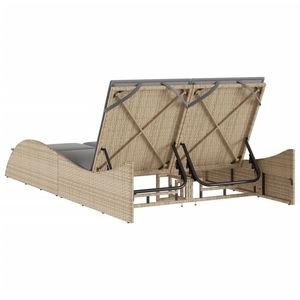 Chaise longue en rotin PE beige 44,9x80,7x28,7 pouces, mobilier d'extérieur confortable - Product Image 6