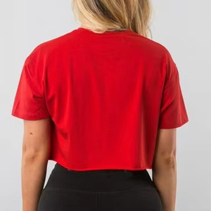 Washable Super Quick Dry Anti-Pilling Anti-Bacterial Comfortable Women's Crop <b>Tops</b> T-Shirt 100% Cotton Canvas - Product Image 4