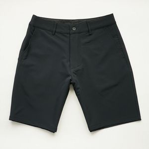 Shorts d'été pour hommes, couleur noire unie, imprimé, short de bain élastique avec poche arrière, shorts de plage. - Product Image 6