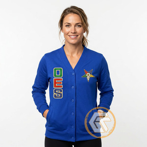 Cardigan en acrylique brodé Eastern Star à col en V, de haute qualité, pour femmes grecques, décontracté, respirant, pour l'hiver, vêtements de sororité - Product Image 2