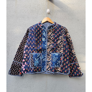 Vintage <b>Patchwork</b> Quilted Cotton Handmade <b>Patchwork</b> <b>Jacket</b> with Pockets for Women Length Outerwear Autumn Warmth gift for her - Product Image 1