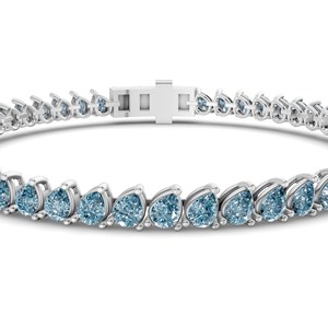 Pulsera de tenis estilo Hip Hop de oro de 10k con diamantes de laboratorio de corte pera en azul lila hielo, certificados GRA, joyería para mujer - Product Image 5