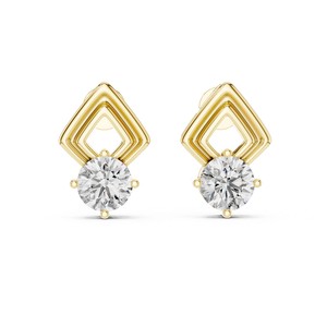 Boucles d'oreilles pendantes en diamant de laboratoire 1-3 carats certifiées IGI, monture géométrique en or massif et argent 925 pour femme - Product Image 3