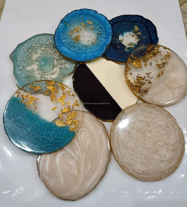 Wholesale New Arrival Multi Colors Agate Round Resin Coasters with Gold <b>Edging</b> By Fashion Craft India Card Suit Design Coaster - Product Image 4
