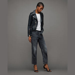 Veste de moto en cuir de vache écologique pour femmes, best-seller, hiver, coupe courte, avec fermeture éclair à manches longues, veste en cuir pour femmes - Product Image 4