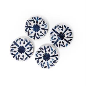 <b>Round</b> Wooden Coaster <b>Set</b> With Geometric Flower Design Black White Brown Modern <b>Table</b> Mats Non Slip 7 Mm Thickness - Product Image 3