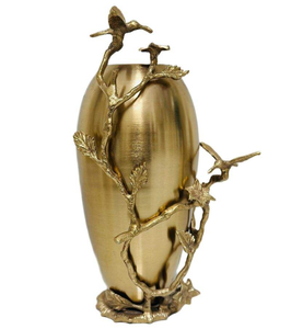 Modern Gold Metal Flower Vase With <b>Brushed</b> Finish And Elegant Floral Design For Living Room And Wedding Centerpiece Decor - Product Image 1