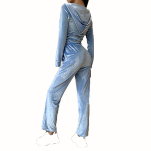 Survêtement à capuche uni pour femme, fermeture éclair intégrale, poches latérales, style décontracté, vêtement d'automne, matière Spandex Polyester - Product Image 2