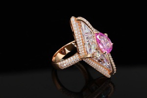 Bague en Moissanite Or Rose, Coupe Marquise, Pierre Précieuse Poire, Sertie à Griffes, Bijou de Mariage et de Fête - Product Image 6