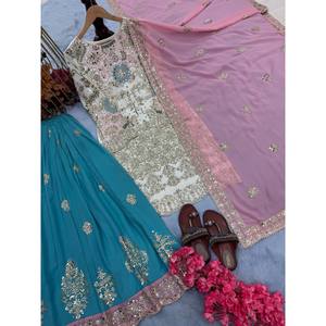 Designer Women's Party Wear <b>Top</b> & Dupatta Set Elegant Plazzo with Beautiful Embellishments - Product Image 3