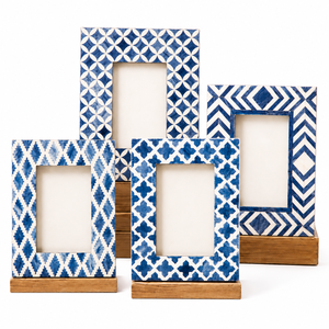 Marco de Fotos Moderno de Resina y Madera, Diseño Rectangular con Rayas Diagonales, Exhibición Vertical de Sobremesa, Marco Personalizado para Fotos - Product Image 5