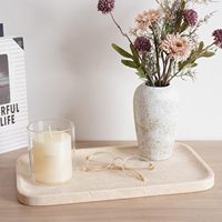 Plateau en pierre de travertin naturel de luxe, ovale, pour salle de bain, organiseur de vanité, présentoir décoratif pour bijoux, parfums, bougies, décoration intérieure